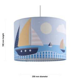 First Choice Lighting Sailing Boats Scene - Blue 25cm Easy Fit Pendant Fabric Shade - thumbnail 4