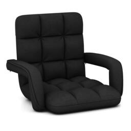 Costway Padded Floor Gaming Chair 6-Position Adjustable Lazy Sofa Chair in Black