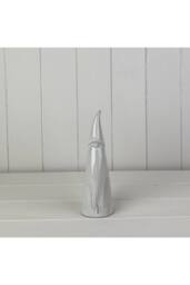 KDMD White Cosy Glazed Ceramic Tall Gonk Ornament with Textured Detail in Light Grey - thumbnail 1