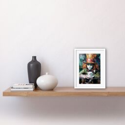 "Artery8 Wall Art Print Alice in Wonderland Mad Hatter Tea Party Portrait Artwork Framed 9X7 Inch in White - Size: W7"" x H9""" - thumbnail 2