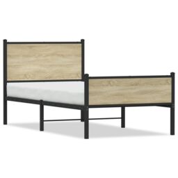 Berkfield Home Metal Bed Frame without Mattress Sonoma Oak 100x200 cm in Brown - thumbnail 2
