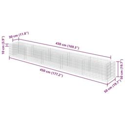 Berkfield Home Gabion Raised Bed Galvanised Steel 450x50x50 cm in Silver - Size: 450 x 50 x 50 cm - thumbnail 8