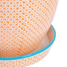 Nicola Spring Hand-Printed Plant Pots with Saucers - 20.5cm - Pack of 3 in Orange - thumbnail 7