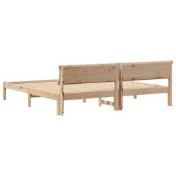 Berkfield Home with LED Strip Lights with Headboard Brown 200 x 200 cm Solid pine wood in Beige - thumbnail 7