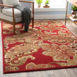 Livabliss Riley-Vintage Red Brown Green Traditional Boho Living Dining Bedroom Rug in Dark Red - Size: 120 cm x 160 cm - thumbnail 1