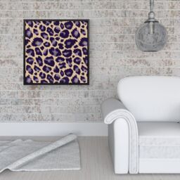 Warren Reed - Designer Leopard Print Framed Canvas in Black - Size: w10 inch x h10 inch - thumbnail 2