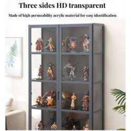 FLAVORA 5-layer Double Door Acrylic Display Cabinet in Dark Grey - Size: 0.6m2