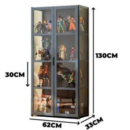 FLAVORA 5-layer Double Door Acrylic Display Cabinet in Dark Grey - Size: 0.6m2 - thumbnail 2