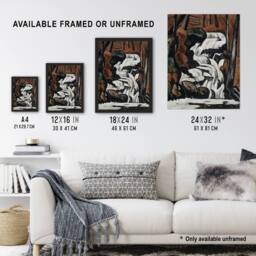 "Artery8 Smelt Brook Falls Landscape Marsden Hartley Framed Wall Art Print in Brown - Size: W12"" x H16""" - thumbnail 3