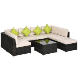 OUTSUNNY 8 Pieces Patio Rattan Sofa Set Garden Furniture Set for Outdoor in Brown - thumbnail 2