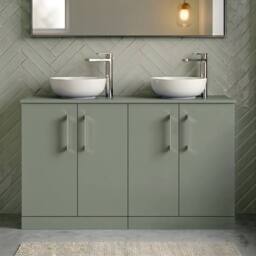 Balterley Level 1200mm Floor Standing 4 Door Vanity Unit & Worktop - Satin Green - thumbnail 3