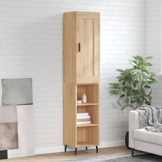 Berkfield Home Highboard Sonoma Oak 34.5x34x180 cm Engineered Wood in Brown - image 1