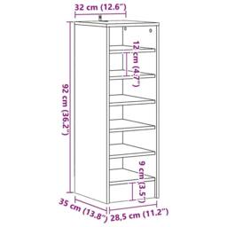 Berkfield Home Shoe Cabinet Concrete Grey 31.5x35x90 cm Engineered Wood - thumbnail 9