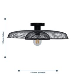 First Choice Lighting Set of 2 Cassidy - Black Metal Wire Layered Flush Ceiling Lights - thumbnail 6