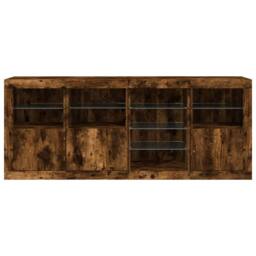 Berkfield Home Sideboard with LED Lights Smoked Oak 164x37x67 cm in Brown - Size: 164 x 37 x 67 cm - thumbnail 7