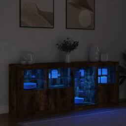 Berkfield Home Sideboard with LED Lights Smoked Oak 164x37x67 cm in Brown - Size: 164 x 37 x 67 cm - thumbnail 4