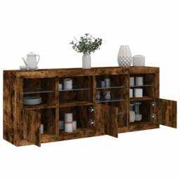 Berkfield Home Sideboard with LED Lights Smoked Oak 164x37x67 cm in Brown - Size: 164 x 37 x 67 cm - thumbnail 1