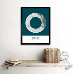 "Wee Blue Coo Wall Art Print Odesa Ukraine City Map Modern Typography Stylish Letter Framed Word in Teal - Size: W12"" x H16""" - thumbnail 2