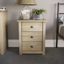 Nordara Bedside Chest 3 Drawer Natural Oak Wax Bedroom Furniture By Home in Brown - thumbnail 7