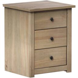Nordara Bedside Chest 3 Drawer Natural Oak Wax Bedroom Furniture By Home in Brown - thumbnail 1