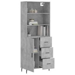 Berkfield Home Highboard Concrete Grey 69.5x34x180 cm Engineered Wood - thumbnail 3
