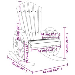 Berkfield Home Rocking Adirondack Chair Solid Wood Fir in Brown - thumbnail 9