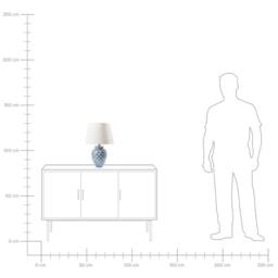 Wyld and Coco Porcelain Table Lamp with Blue and White Wave Pattern Linen Shade - thumbnail 9