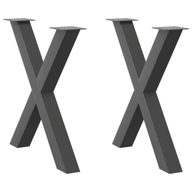 Berkfield Home Dining Table Legs X-Shaped 2 pcs Anthracite 80x(72-73) cm Steel in Black - image 1
