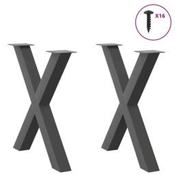 Berkfield Home Dining Table Legs X-Shaped 2 pcs Anthracite 80x(72-73) cm Steel in Black - thumbnail 3