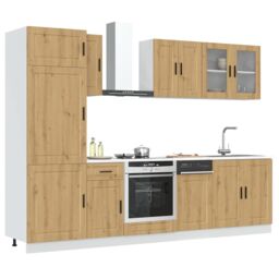 Berkfield Home 8 Piece Kitchen Cabinet Set Kalmar Artisan Oak Engineered Wood in Brown - thumbnail 1