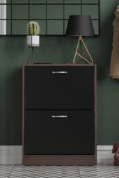 HD Designs 2 Drawer Shoe Cabinet Organizer Storage in Black - thumbnail 3