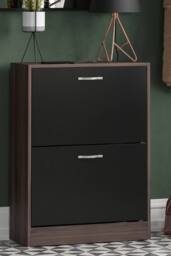 HD Designs 2 Drawer Shoe Cabinet Organizer Storage in Black - thumbnail 1