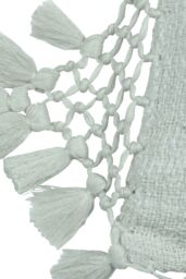 Yard Anko Slub Cotton Macrame Tassel Trimmed Cushion in Light Green - Size: 45 cm x 45 cm - thumbnail 3