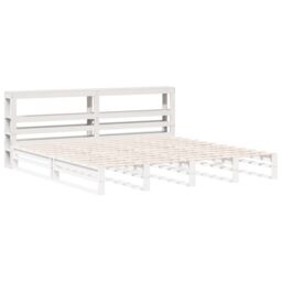 Berkfield Home Headboard with Shelves White 180 cm Solid Wood Pine - thumbnail 4
