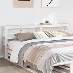 Berkfield Home Headboard with Shelves White 180 cm Solid Wood Pine - thumbnail 1