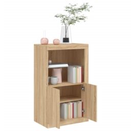 Berkfield Home Side Cabinet with LED Lights Sonoma Oak Engineered Wood in Brown - thumbnail 5