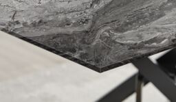 FurnitureboxUK Leonardo Grey Glass Marble Effect Black Leg Table & 4 Pesaro Black Leg Chairs in Cream - thumbnail 3