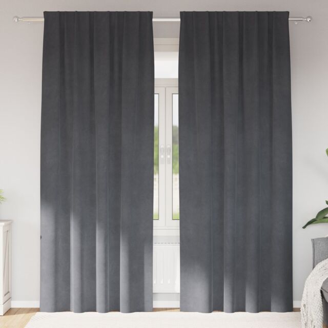 Berkfield Home Blackout Curtains with Top Tape 2 pcs Super Light Grey Velvet - image 1