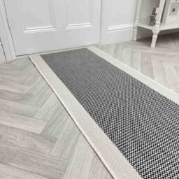 runrug Carpet Runner Rug - Indoor/Outdoor, Reversible, 2mm - 'Vichy' in Black - Size: 60 cm x 150 cm - thumbnail 1