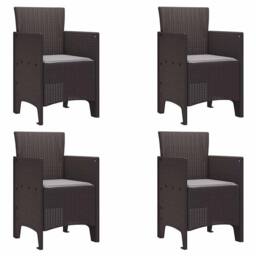 Berkfield Home 5 Piece Garden Dining Set with Cushions Brown Poly Rattan - thumbnail 5
