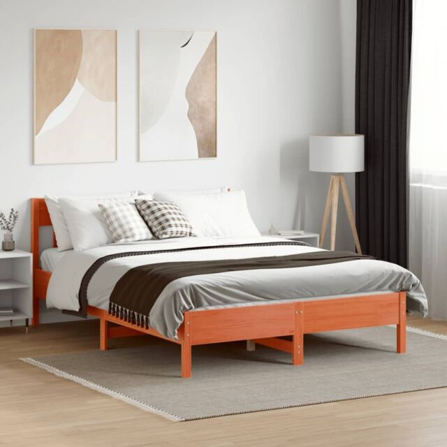 Berkfield Home Bed Frame without Mattress Wax Brown 160x200 cm Solid Wood Pine - image 1
