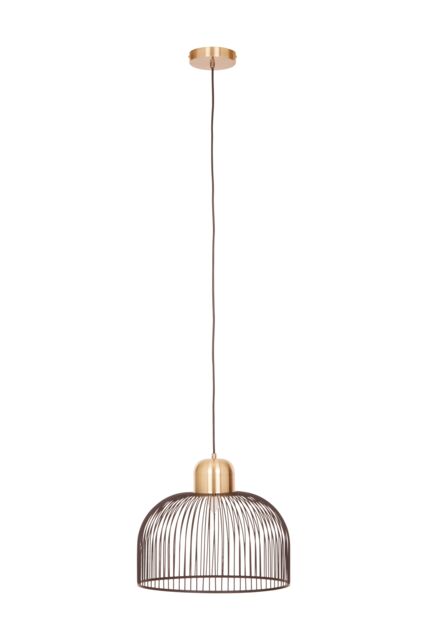 Orsina Matte Black Pendant Light With Brass Holder, Birdcage-Inspired Ceiling Light, Minimalist Hanging Fixture in Gold - image 1