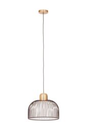 Orsina Matte Black Pendant Light With Brass Holder, Birdcage-Inspired Ceiling Light, Minimalist Hanging Fixture in Gold