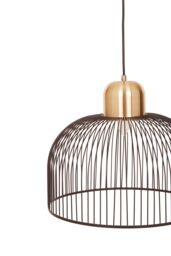 Orsina Matte Black Pendant Light With Brass Holder, Birdcage-Inspired Ceiling Light, Minimalist Hanging Fixture in Gold - thumbnail 4