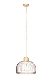 Orsina Matte Black Pendant Light With Brass Holder, Birdcage-Inspired Ceiling Light, Minimalist Hanging Fixture in Gold - thumbnail 2