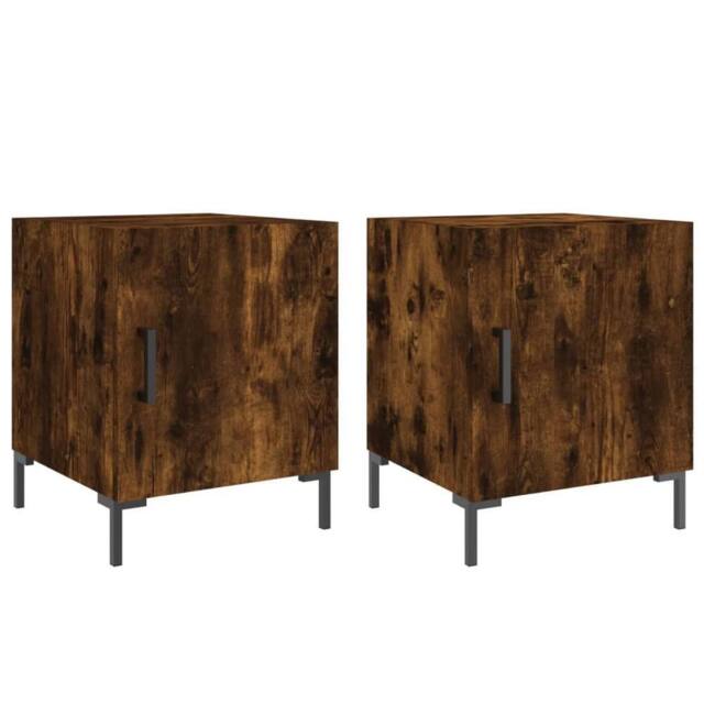 Berkfield Home Bedside Cabinets 2 pcs Smoked Oak 40x40x50 cm Engineered Wood in Brown - Size: 40 x 40 x 50 cm - image 1