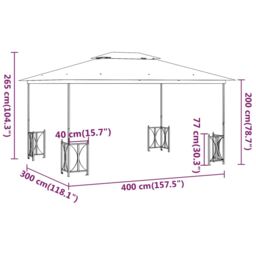 Berkfield Home Gazebo with Sidewalls&Double Roofs 3x4 m Anthracite in Black - thumbnail 6