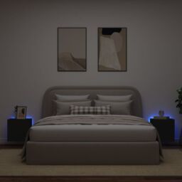 Berkfield Home TV Wall Cabinets with LED Lights 2 pcs Black 40.5x35x40 cm - thumbnail 3
