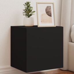 Berkfield Home TV Wall Cabinets with LED Lights 2 pcs Black 40.5x35x40 cm - thumbnail 1
