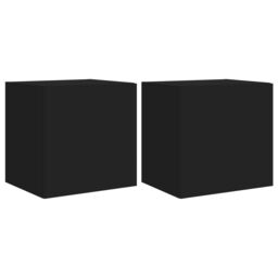 Berkfield Home TV Wall Cabinets with LED Lights 2 pcs Black 40.5x35x40 cm - thumbnail 2